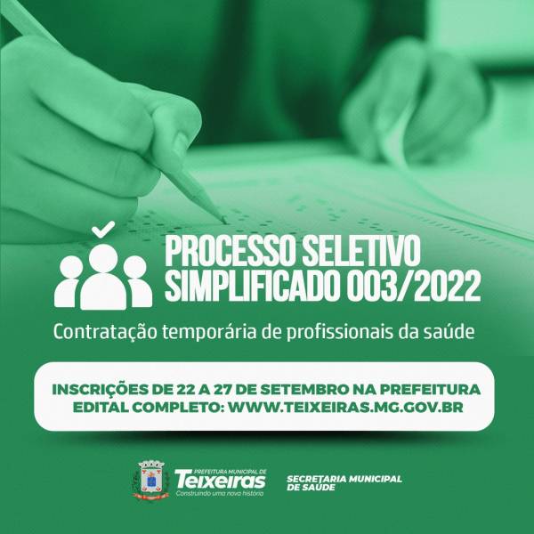 PREFEITURA DIVULGA ABERTURA DE INSCRIÇÕES PARA PROCESSO SELETIVO