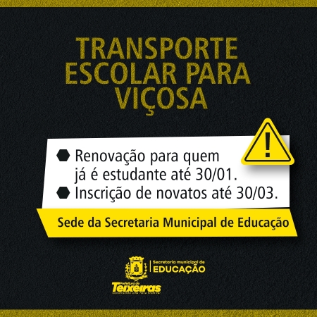 SEMED DIVULGA COMUNICADO SOBRE O TRANSPORTE ESCOLAR PARA VIÇOSA